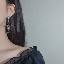 Load image into Gallery viewer, Antique Rose Cross Earrings