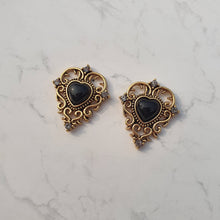 Load image into Gallery viewer, Black Gothic Heart Earrings
