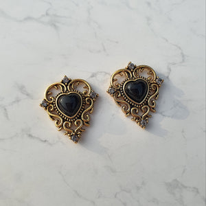Black Gothic Heart Earrings