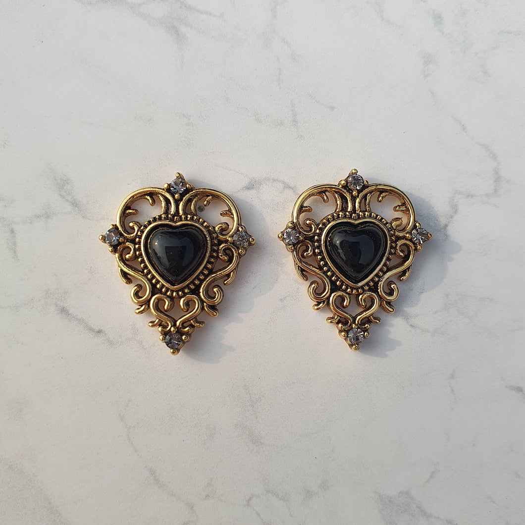 Black Gothic Heart Earrings