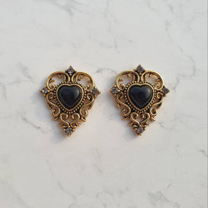 Black Gothic Heart Earrings