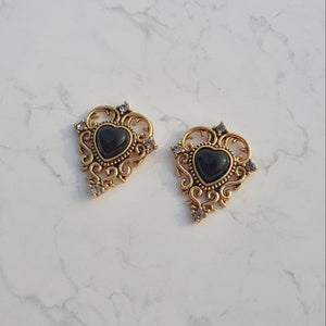 Black Gothic Heart Earrings