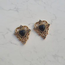Load image into Gallery viewer, Black Gothic Heart Earrings
