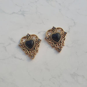 Black Gothic Heart Earrings