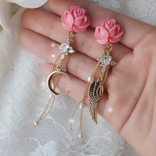 Load image into Gallery viewer, Moon Rose Angel Earrings