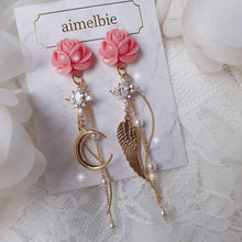 Load image into Gallery viewer, Moon Rose Angel Earrings