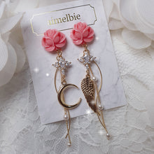 Load image into Gallery viewer, Moon Rose Angel Earrings