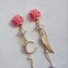 Load image into Gallery viewer, Moon Rose Angel Earrings