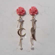 Load image into Gallery viewer, Moon Rose Angel Earrings