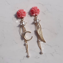 Load image into Gallery viewer, Moon Rose Angel Earrings