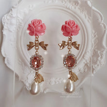 Load image into Gallery viewer, Pink Rose Princess Earrings