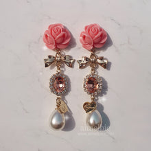 Load image into Gallery viewer, Pink Rose Princess Earrings