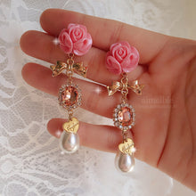 Load image into Gallery viewer, Pink Rose Princess Earrings