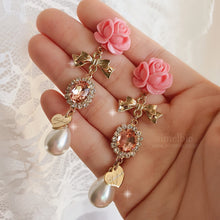 Load image into Gallery viewer, Pink Rose Princess Earrings