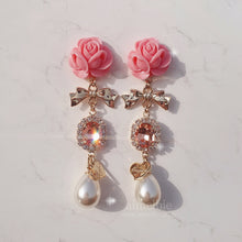 Load image into Gallery viewer, Pink Rose Princess Earrings