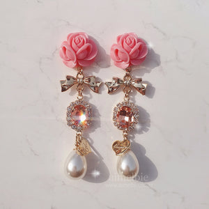 Pink Rose Princess Earrings