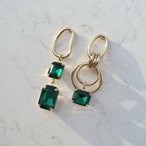 Modern Emerald Hoops Earrings