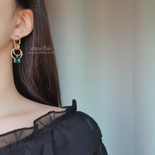 Load image into Gallery viewer, Modern Emerald Hoops Earrings