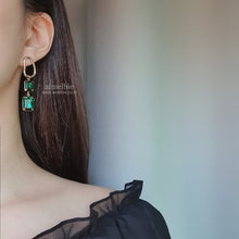 Load image into Gallery viewer, Modern Emerald Hoops Earrings