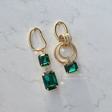 Load image into Gallery viewer, Modern Emerald Hoops Earrings