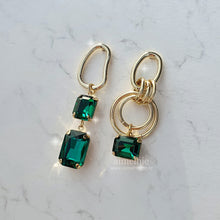 Load image into Gallery viewer, Modern Emerald Hoops Earrings