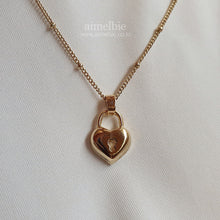 Load image into Gallery viewer, Gold Heart Lock Layered Necklace (ITZY Chaeryeong Necklace)