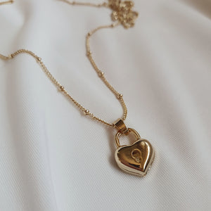 Gold Heart Lock Layered Necklace (ITZY Chaeryeong Necklace)