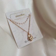 Load image into Gallery viewer, Gold Heart Lock Layered Necklace (ITZY Chaeryeong Necklace)