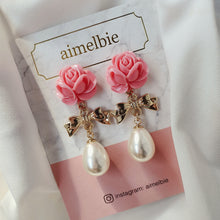 Load image into Gallery viewer, Pink Rose Earrings (Dreamcatcher Jiyu Earrings)