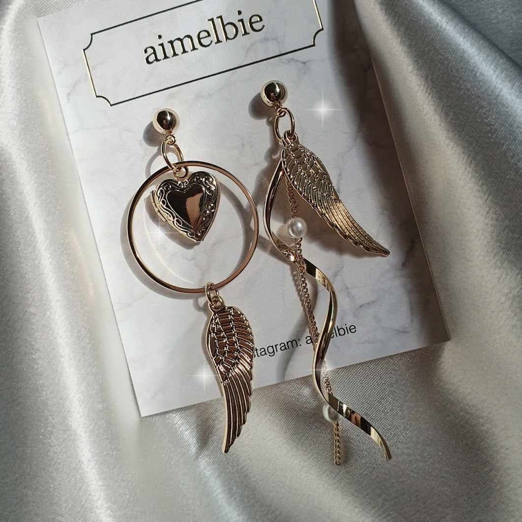 Love Gold Angel Earrings