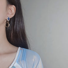 Load image into Gallery viewer, Blue Crystal and the Moon Earrings