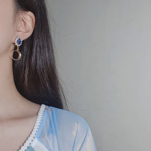 Blue Crystal and the Moon Earrings