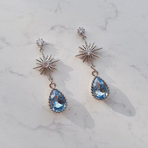 Starry Teardrops Earrings - Blue