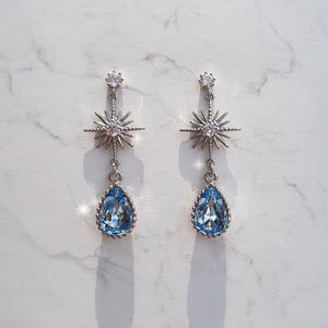 Starry Teardrops Earrings - Blue