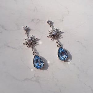 Starry Teardrops Earrings - Blue