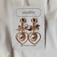 Load image into Gallery viewer, Vintage Rose Garden Earrings - Heart Version