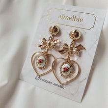 Load image into Gallery viewer, Vintage Rose Garden Earrings - Heart Version