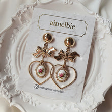 Load image into Gallery viewer, Vintage Rose Garden Earrings - Heart Version