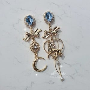 Pony and the Moon Earrings - Light Blue