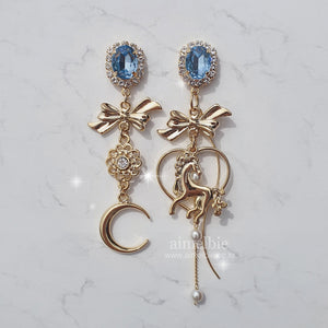 Pony and the Moon Earrings - Light Blue