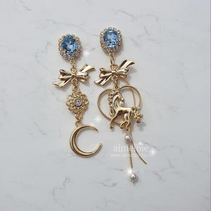 Pony and the Moon Earrings - Light Blue