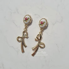 Load image into Gallery viewer, Vintage Rose Garden Earrings - Ribbon Version
