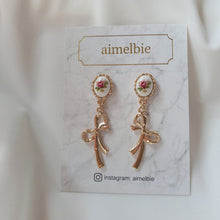 Load image into Gallery viewer, Vintage Rose Garden Earrings - Ribbon Version