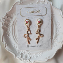 Load image into Gallery viewer, Vintage Rose Garden Earrings - Ribbon Version