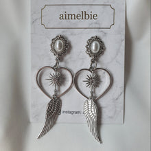 Load image into Gallery viewer, Silver Angel Heart Earrings (STAYC J Earrings)