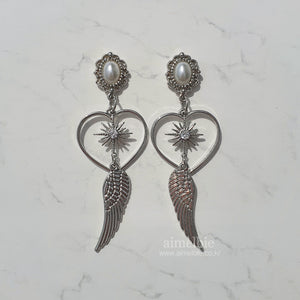 Silver Angel Heart Earrings (STAYC J Earrings)