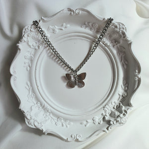 Silver Butterfly Chain Choker Necklace (Dreamcatcher Yoohyeon, HATFELT Yeeun necklace)