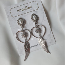 Load image into Gallery viewer, Silver Angel Heart Earrings (STAYC J Earrings)