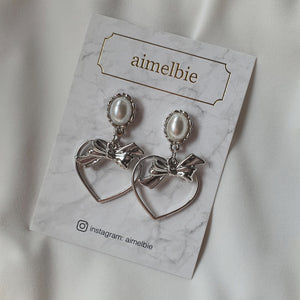 Sweet Heart Earrings - Silver (Kep1er Yeseo, Mashiro, Dreamcatcher Handong Earrings)