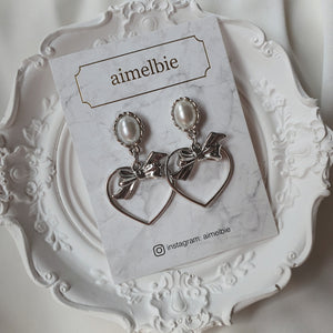 Sweet Heart Earrings - Silver (Kep1er Yeseo, Mashiro, Dreamcatcher Handong Earrings)